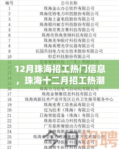 珠海十二月招工热潮,变化中的学习与自信成就之源