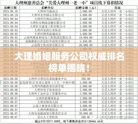 大理婚姻服务公司权威排名榜单揭晓!